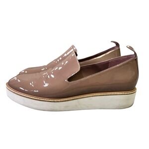 Vince Womens Patent Leather Slip‎ On Platform Loafers Shoes Size 9